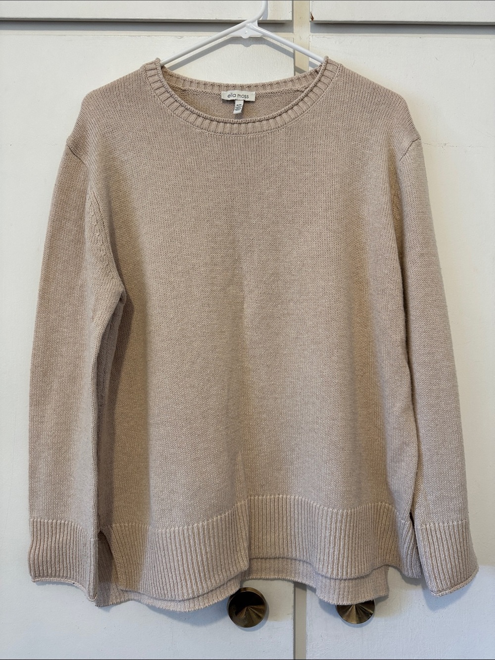 Ella moss Neutral Beige Crewneck Sweater